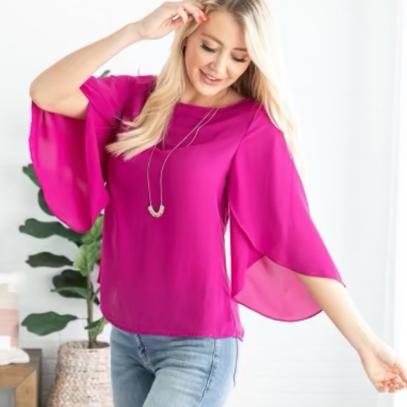 April Tops - Magenta chiffon blouse